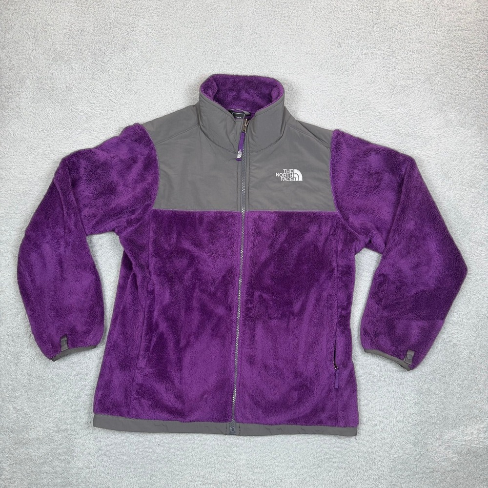 The North Face Osito Fleece Jacket Purple Grey Full Zip Girls XL 18 / Womens S
